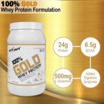 100% Gold Whey Protein | 24g Protein with 6.5g BCAA, 500mg L-Glutamine | Whey Isolate & Concentrate Blend for Muscle Gain, Strength & Recovery | Chocolate Flavour – 1Kg - Image 4